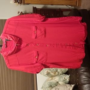 ❤  Red button-up blouse. Short sleeves. 2x